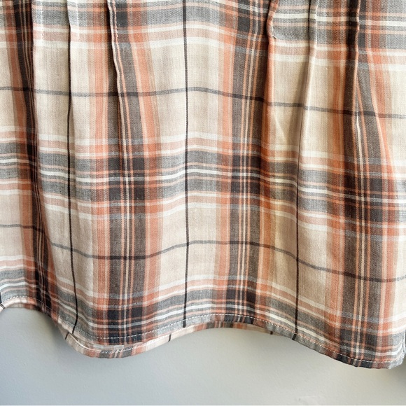 Grace‎ Karma Top Women's Medium New NWT Plaid Neutral Cotton Gauze Scandi Earthy - Picture 8 of 12